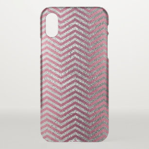 CHIC rose gold silver glitter metallic chevron iPhone X Case