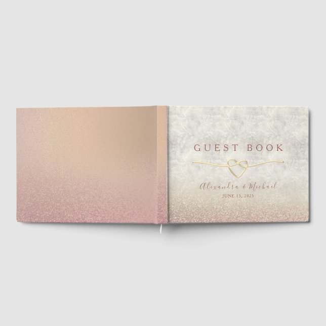 Chic Rose Gold Sparkle Elegant Wedding  Guest Book (Full)