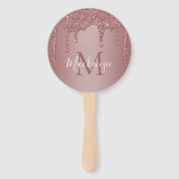 Chic Rose Gold Sparkle Glitter Drips Monogram