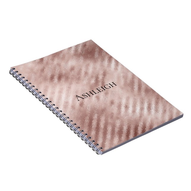 Chic Rose Gold Stripes Notebook (Right Side)