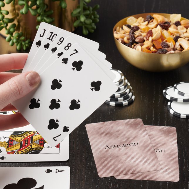 Chic Rose Gold Stripes Poker Cards (In Situ)
