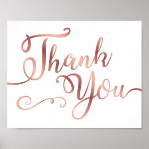 Chic Rose Gold THANK YOU Sign Print