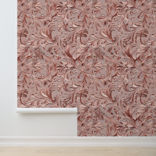 Chic rose gold tooled leather  wallpaper 
