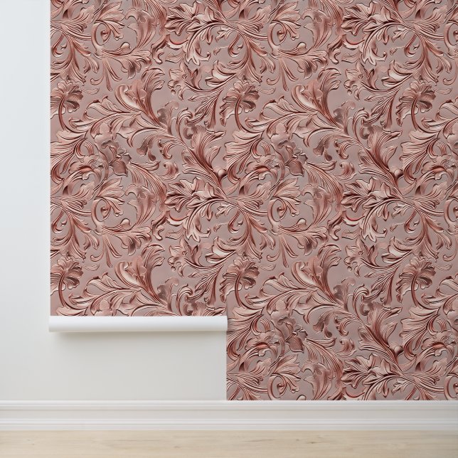 Chic rose gold tooled leather  wallpaper  (Application)