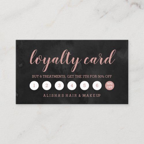 Chic rose gold typography watercolor loyalty card