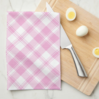 Chic Rose Pink and White Check Kitchen Towel