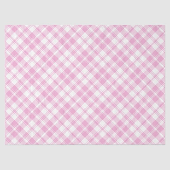 Chic Rose Pink and White Check Tissue Paper (Front)