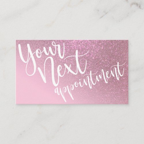 Chic Rose Pink Glitter Gradient Typography Appointment Card
