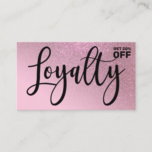 Chic Rose Pink Glitter Gradient Typography Loyalty Card