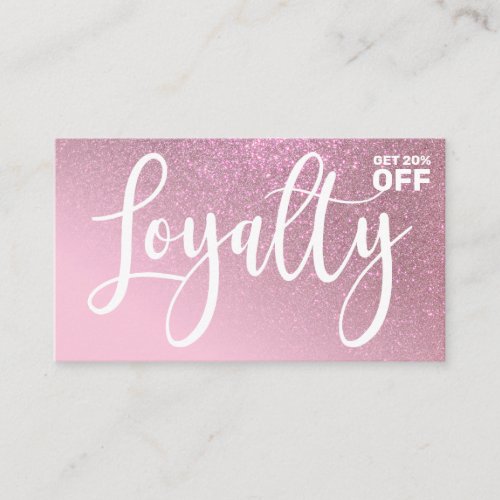 Chic Rose Pink Glitter Gradient Typography Loyalty Card