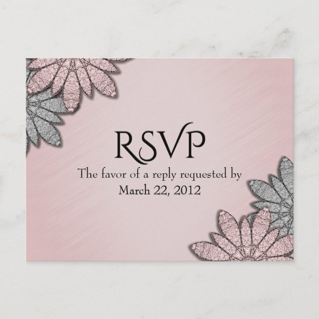 Chic Rose RSVP with Menu Choice (Front)