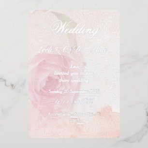 chic rose silver foil invitation