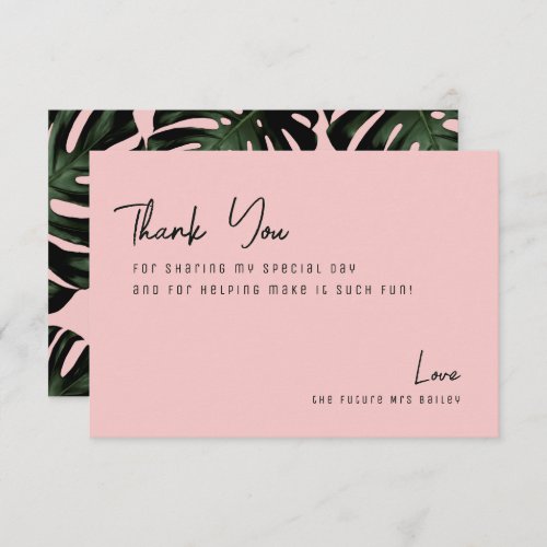 Chic Rose Tropical Beach Bridal Shower Thank You Card