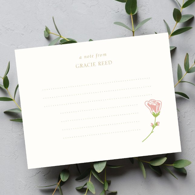 Chic Rose Wedding Lined Handwritten Note Card (Creator Uploaded)