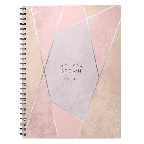 Chic RoseGold Geometric Trendy Elegant Pink Silver Notebook