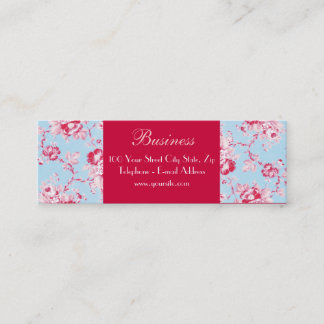 Chic Roses Blue Skinny Business Card 2