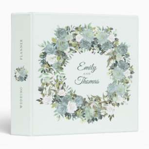 Chic Roses Elegant Mint Rustic Wedding Planner Binder