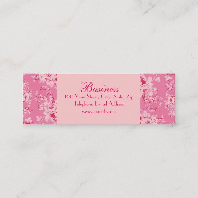 Chic Roses Skinny Pink Business Card 2 (Front)