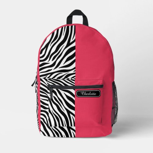 Chic Rouge Red Black and White Zebra Print Teens Printed Backpack