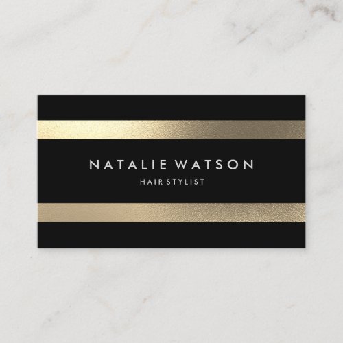 Chic Rough FAUX Gold Stripes Modern Elegant 2 Business Card