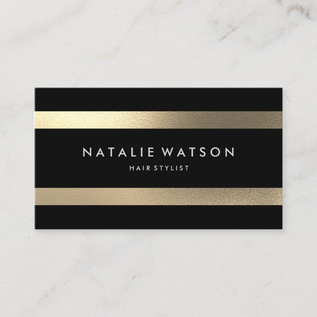 Chic Rough FAUX Gold Stripes Modern Elegant 2 Business Card (Front)