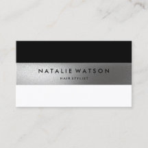 Chic Rough FAUX Silver Stripe Black White Modern