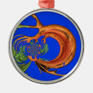 Chic Round Hakuna Matata Navy Blue collection Metal Ornament