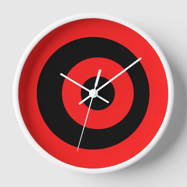 Chic Round Red Black Wall Clock (Front)