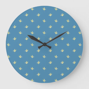 Chic Round Wall Clock: Lilies of the Valley, Blue Large Clock
