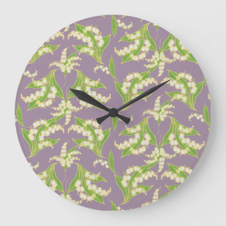 Chic Round Wall Clock: Lilies of the Valley, Mauve Large Clock