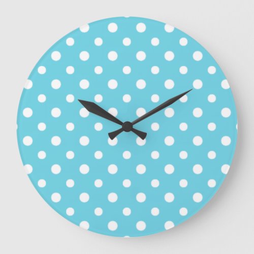 Chic Round Wall Clock Turquoise Polka Dots Large Clock