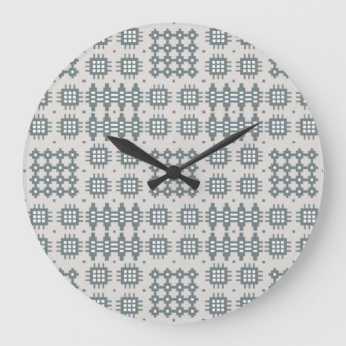 Chic Round Wall Clock Welsh Tapestry Pattern Gray