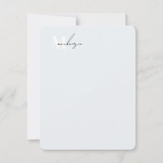 Chic Rounded Corners Monogram Personal Stationery Note Card