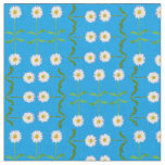 Chic Rows of Daisies on Sky Blue Custom Fabric