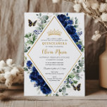 Chic Royal Blue Floral Butterflies Quinceañera Invitation<br><div class="desc">Personalize this pretty royal blue floral Quinceañera / Sweet 16 birthday invitation easily and quickly. Simply click the customize it further button to edit the texts,  change fonts and fonts colors. Featuring pretty royal blue flowers and butterflies. Matching items available in store. (c) Somerset Fine Paperie</div>