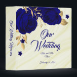 chic royal blue floral gold leaves photo album 3 ring binder<br><div class="desc">beautiful elegant royal blue flowers with some gold leaves chic marble photo album binder.
The glitter details are simulated</div>