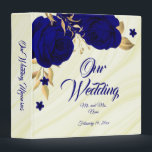 chic royal blue floral gold leaves photo album 3 ring binder<br><div class="desc">beautiful elegant royal blue flowers with some gold leaves chic marble photo album binder.
The glitter details are simulated</div>