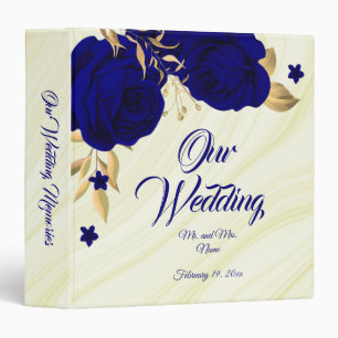 chic royal blue floral gold leaves photo album 3 ring binder