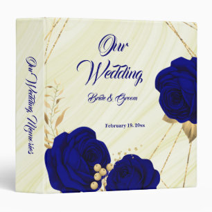 chic royal blue floral gold leaves photp album 3 ring binder