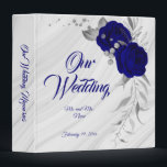 chic royal blue floral silver leaves marble album 3 ring binder<br><div class="desc">beautiful elegant royal blue flowers with some silver leaves chic gray marble photo album binder.
The glitter details are simulated</div>