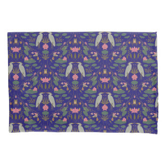 Chic Royal Blue Heron Heritage Revival Pillow Case