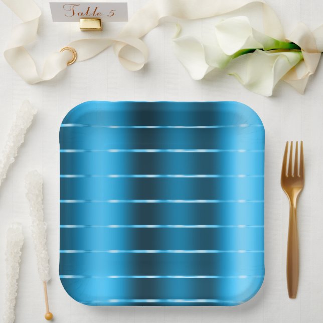 Chic Royal Blue Ribbon Bridal Shower Paper Plates (Wedding)