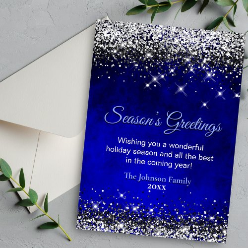 Chic royal blue silver glitter Christmas New Year