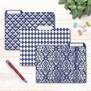 Chic Royal Blue White Modern Patterns File Folder