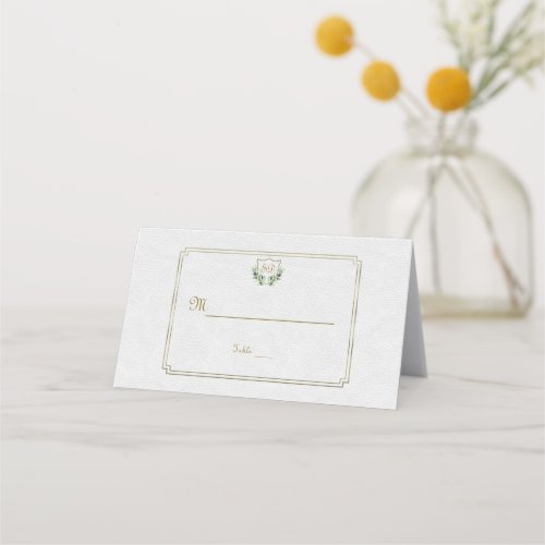 Chic Royal Gold Crest Lush Greenery Table Number Place Card