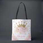 Chic Royal Gold Crown   Blush Pink Floral Princess Tote Bag<br><div class="desc">This design features sparkly faux gold crown,  sprinkles of blush & pink confetti and gorgeous watercolor peonies</div>