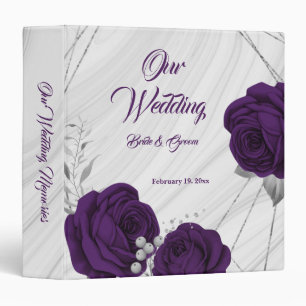 chic royal purple floral silver leaves photo album 3 ring binder