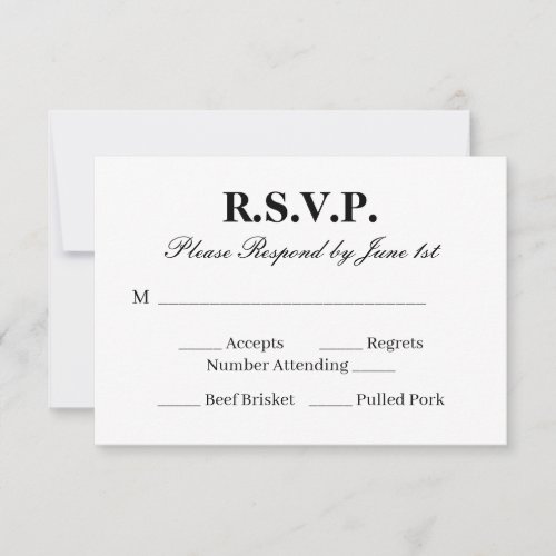 Chic RSVP Card for a Black and White Wedding