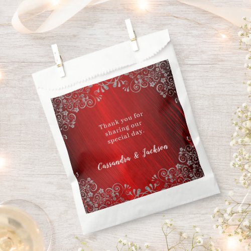 Chic Ruby Red  40th Wedding Anniversary Thank You Favor Bag