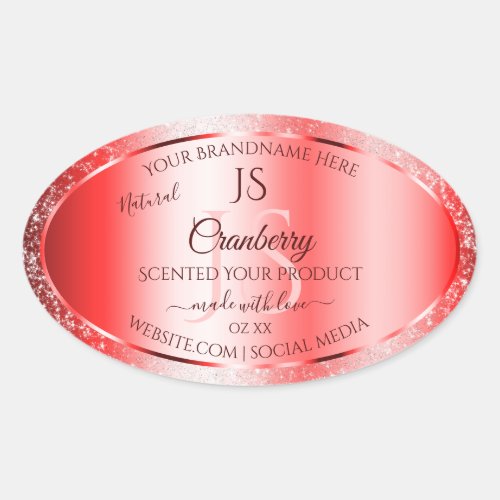 Chic Ruby Red Soft Glitter Product Labels Monogram